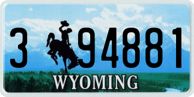 WY license plate 394881