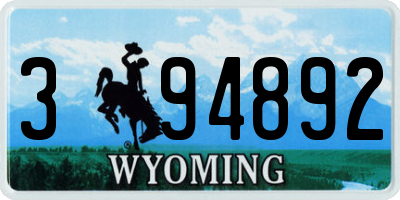 WY license plate 394892