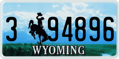 WY license plate 394896