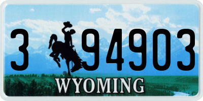 WY license plate 394903