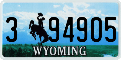 WY license plate 394905