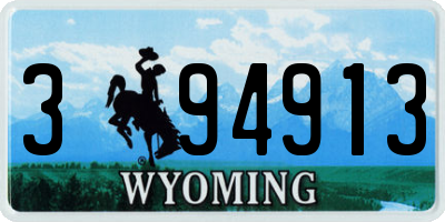 WY license plate 394913