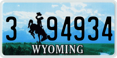 WY license plate 394934