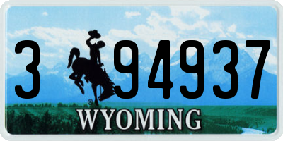 WY license plate 394937