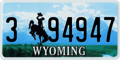 WY license plate 394947
