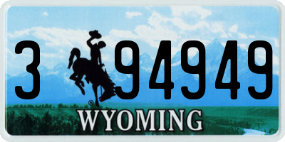 WY license plate 394949