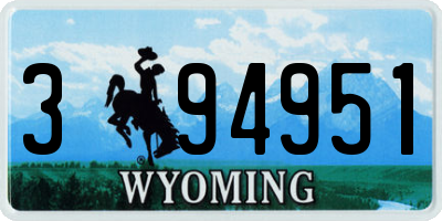 WY license plate 394951