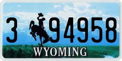 WY license plate 394958