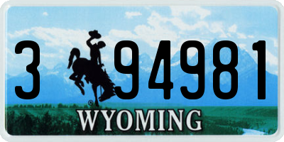 WY license plate 394981