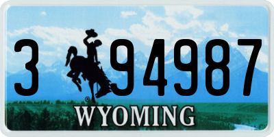WY license plate 394987