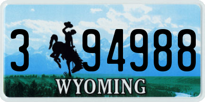 WY license plate 394988
