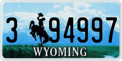 WY license plate 394997