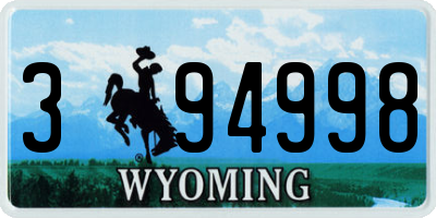 WY license plate 394998