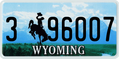 WY license plate 396007