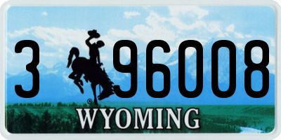 WY license plate 396008