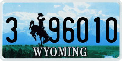 WY license plate 396010