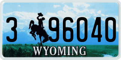 WY license plate 396040