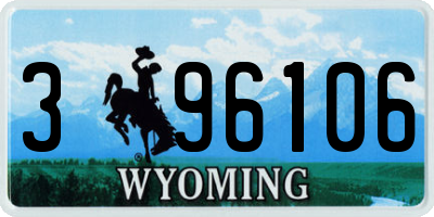 WY license plate 396106