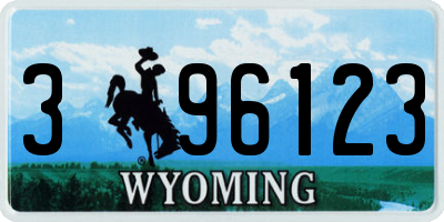 WY license plate 396123