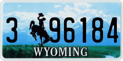 WY license plate 396184