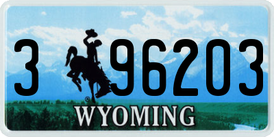 WY license plate 396203