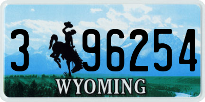 WY license plate 396254