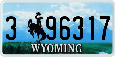 WY license plate 396317