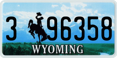 WY license plate 396358