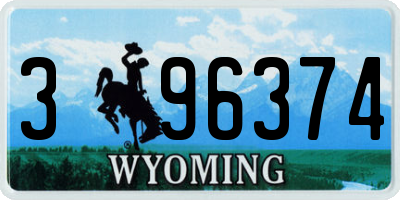 WY license plate 396374