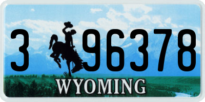 WY license plate 396378