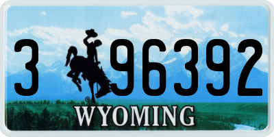 WY license plate 396392