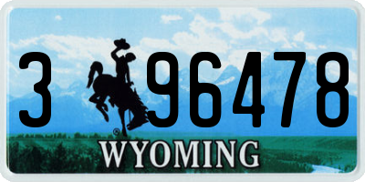 WY license plate 396478