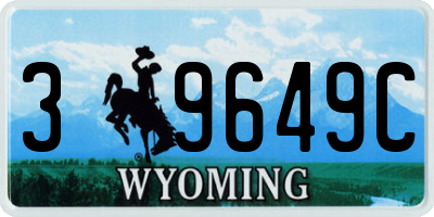 WY license plate 39649C