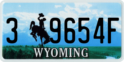 WY license plate 39654F