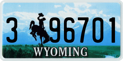 WY license plate 396701