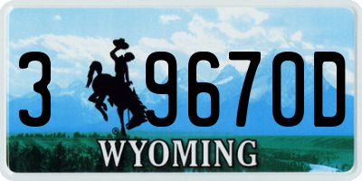 WY license plate 39670D