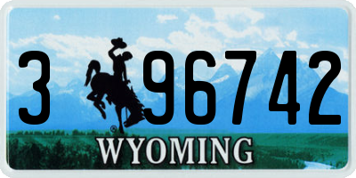 WY license plate 396742