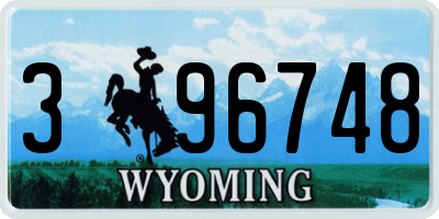 WY license plate 396748