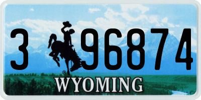 WY license plate 396874