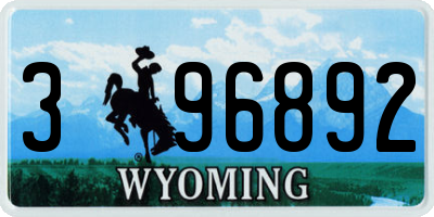 WY license plate 396892