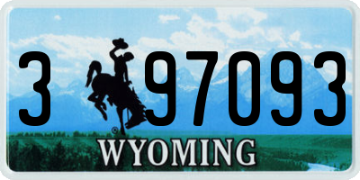 WY license plate 397093