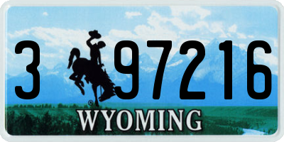 WY license plate 397216