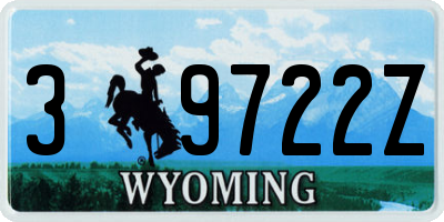 WY license plate 39722Z