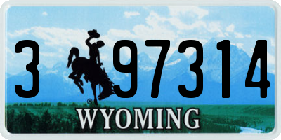 WY license plate 397314