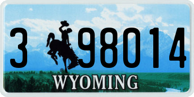WY license plate 398014