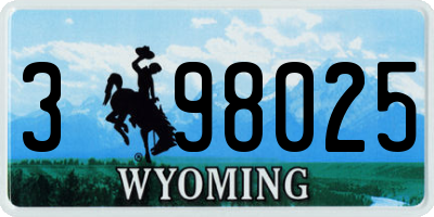 WY license plate 398025