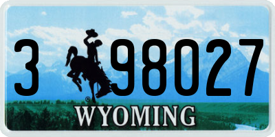 WY license plate 398027