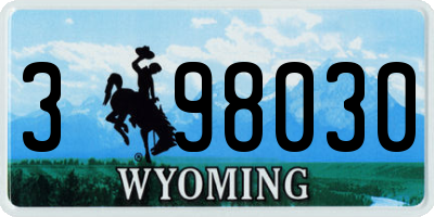 WY license plate 398030