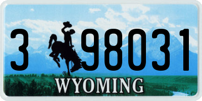 WY license plate 398031