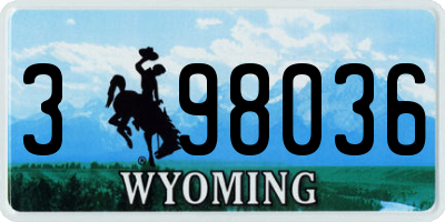 WY license plate 398036